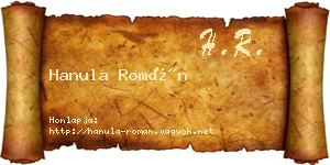 Hanula Román névjegykártya